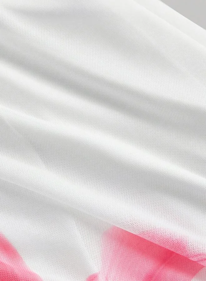 Take Two white with pink floral print White Floral Print Strappy Bodycon Midi Dress for Women | Best Price UAE