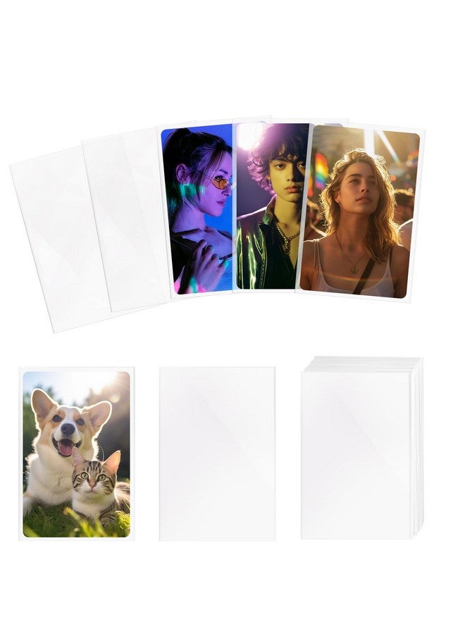 Prudiut 400 قطعة أكمام بطاقات كيبوب 58×89 مم 200 ميكرون أكمام بطاقات صور شفافة خالية من PVC وخالية من الأحماض لحامل بطاقات صور ألبومات كيبوب - Image 1