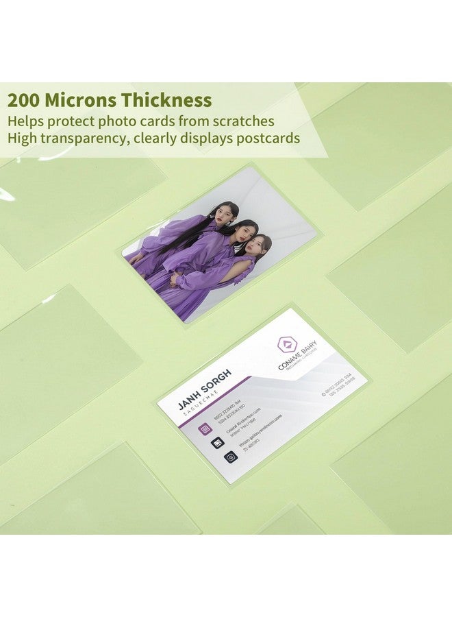 Prudiut 400 قطعة أكمام بطاقات كيبوب 58×89 مم 200 ميكرون أكمام بطاقات صور شفافة خالية من PVC وخالية من الأحماض لحامل بطاقات صور ألبومات كيبوب - Image 4