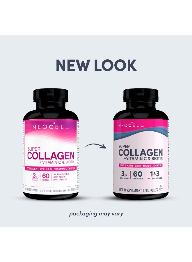 نيوسيل Super Collagen + Vitamin C + Biotin 180 Tablets - Image 2