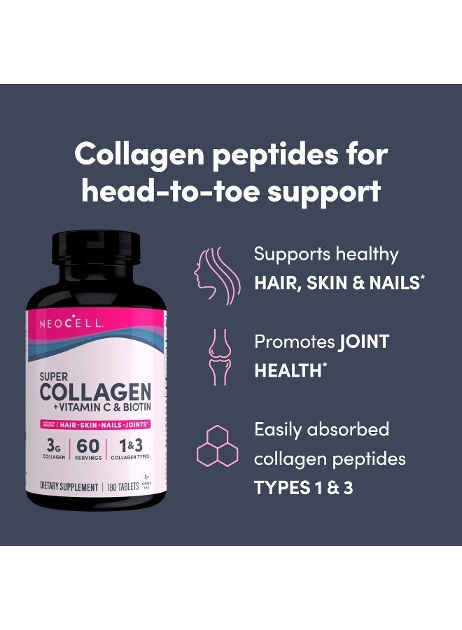 نيوسيل Super Collagen + Vitamin C + Biotin 180 Tablets - Image 4