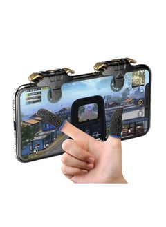 T I G O Black PUBG/COD Game Controller Trigger for Mobile, Upgrade Version PUBG Mobile Trigger High Sensitive Aim & Shoot Gaming Keys Buttons for Rules of Survival/PUBG Triggers Compartible with All Smartphone and 1 pair of glove  - Image 1
