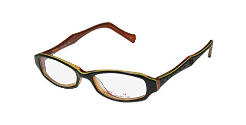 THALIA SODI Thalia Risa Womens/Ladies Designer Full-rim Spring Hinges Eyeglasses/Eye Glasses (45-15-130, Dark Green / Orange) - Image 1