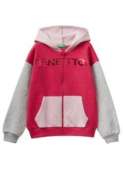 SWEATSHIRT WITH ZIP AND SEQUINS