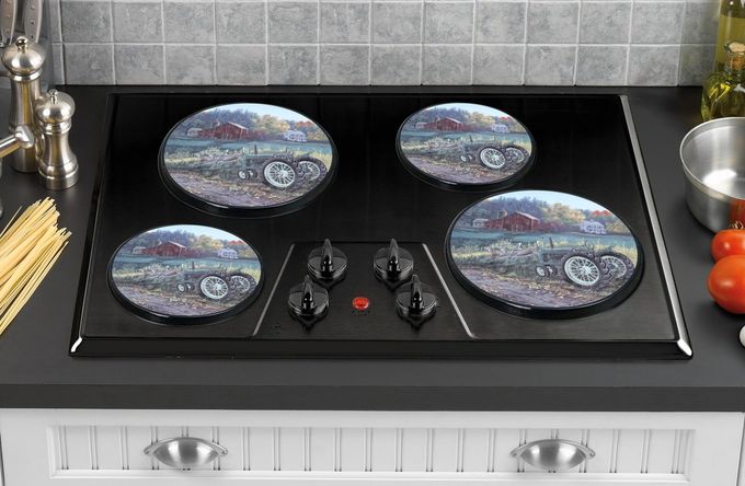 Reston Lloyd , Burner Covers For Electric Stovetop, Decorative Lightweight Tin Covers, Set of 4 (2-8 inch & 2-10 inch), Conceals Messy Drip Pans, Farm - Image 2