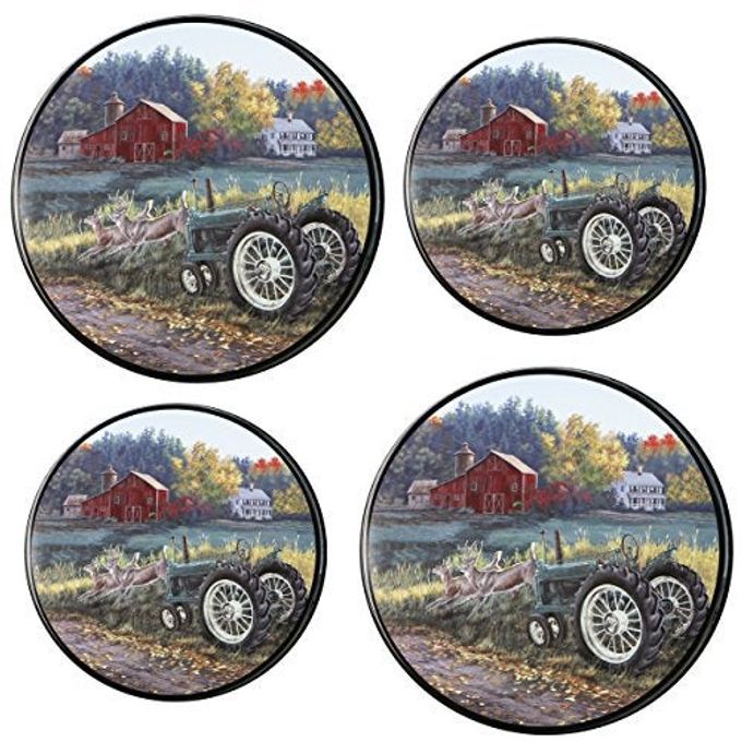 Reston Lloyd , Burner Covers For Electric Stovetop, Decorative Lightweight Tin Covers, Set of 4 (2-8 inch & 2-10 inch), Conceals Messy Drip Pans, Farm - Image 1