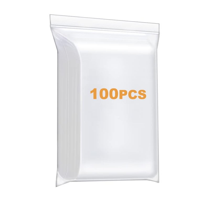 Foopama Foopama 100 PCS 8 x 10 Thick Clear Zip Poly Lock Plastic Bags Seal Reclosable Zip Bag Durable 24 Mil Photo Cards Envelopes Snacks Seeds Zipper Bags