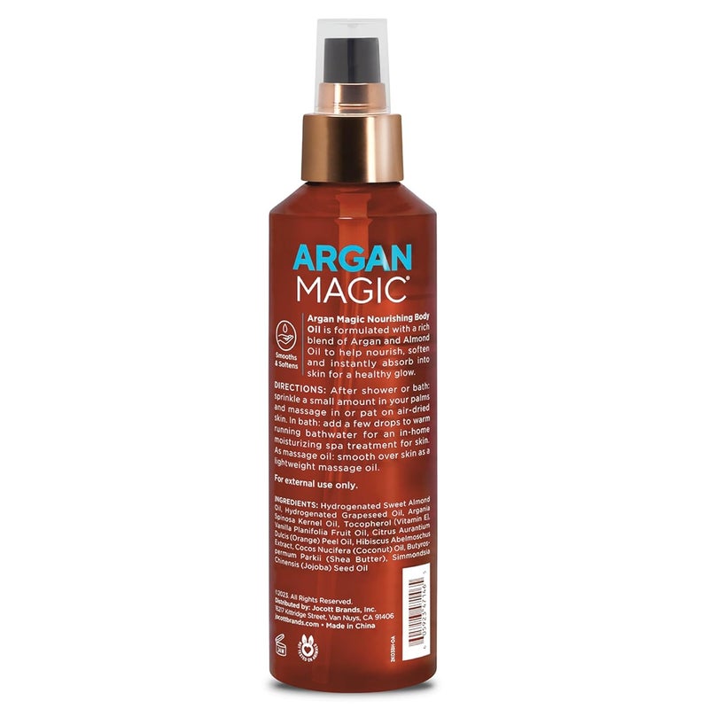 ARGAN MAGIC زيت الجسم المغذي سحر الأركان مع زيت الأركان واللوز ترطيب مكثف ينعش ويضيء مصنوع في الولايات المتحدة خالي من البارابين خالي من القسوة 6 أونصة سائلة - Image 2