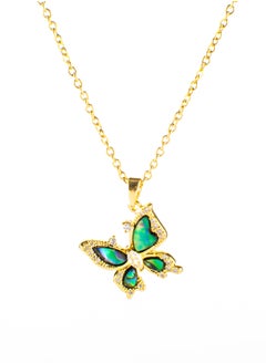The Black Pearl Accessories Zirconic Butterfly Abalone Shell Enamel Stainless Steel Pendant Necklace  - Image 1