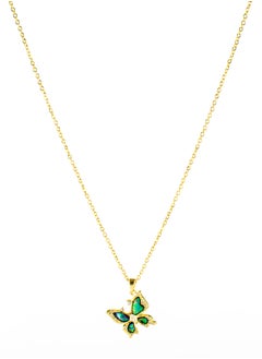 The Black Pearl Accessories Zirconic Butterfly Abalone Shell Enamel Stainless Steel Pendant Necklace  - Image 2