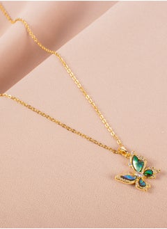 The Black Pearl Accessories Zirconic Butterfly Abalone Shell Enamel Stainless Steel Pendant Necklace  - Image 3