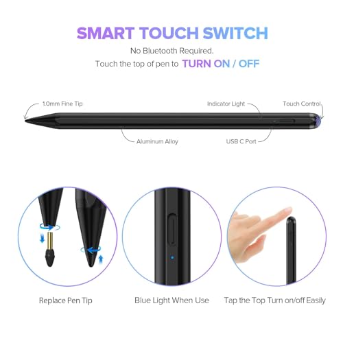 JAMJAKE Stylus Pen 2X Fast Charge Active Pencil Compatible with 2018-2025 Apple iPad Pro 11"/12.9"/M4, iPad Air 3/4/5/M2/M3, iPad 6-11, iPad mini 5/6 Gen-Black - Image 5
