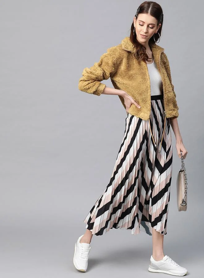 ساسافراس Faux Fur Jacket with Drawstring Hem by Styli