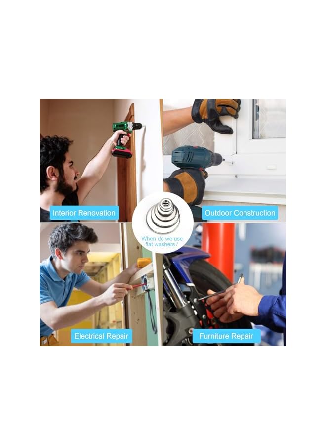 Flat Washers for Screws,800 Pcs 304 Stainless Steel Flat Washers for Screws Bolts, Fender Washers Assortment Set, Assorted Hardware Lock Metal Washers Kit (9 Sizes-M2 M2.5 M3 M4 M5 M6 M8 M10 M12) for - Image 5