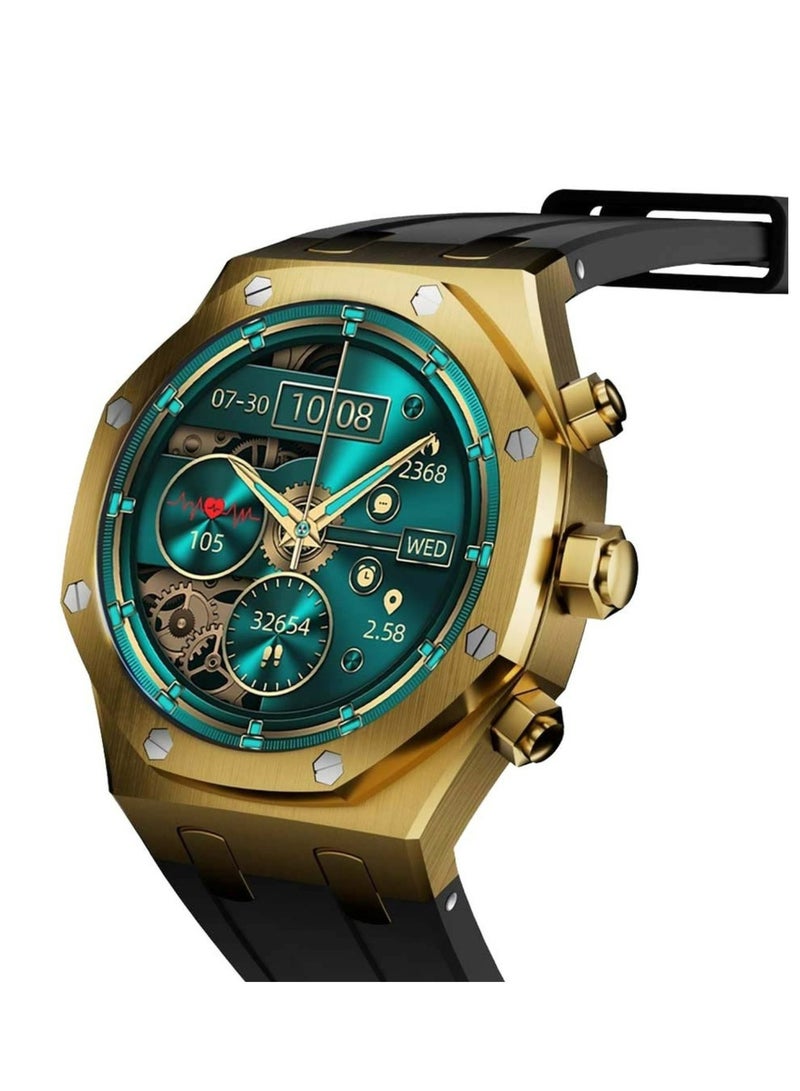 porodo Cristallo AP Smart Watch , Activity Tracker, Health Monitoring, Bluetooth Calling, 7 Days Battery Life, AMOLED Display - GOLD  - Image 2