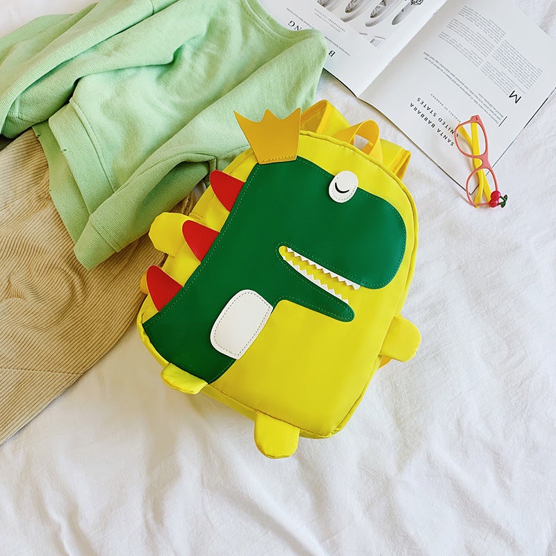 New Kids Dinosaur Backpack Cartoon Student Bag Large yellow 