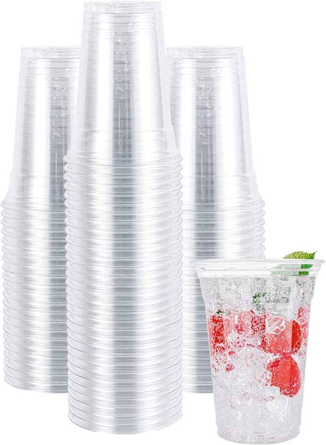 Lullaby 200 Pack Disposable PET Plastic Cups, 12oz Crystal Clear Plastic Cups Bulk, Disposable Cups for Party and Daily Use