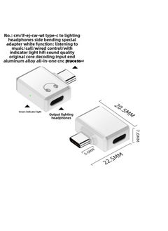 Generic Type-c To Lighting Headset Adapter Support Mobile Phone Listening To Music Call Built-in Lossless Decoding Chip-Interface Form:C To Lightning Headphone Adapter White Side Bend  - Image 1