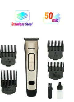 Geepas Rechargeable Hair Clipper GTR1383, Cordless Hair and Beard Trimmer with High Capacity Battery, Includes 4 Comb Attachments, Brush and Oil, Precision Steel Blade for Constant Cutting, Black and