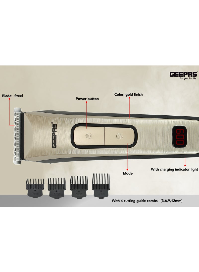GEEPAS - Geepas Rechargeable Hair Clipper GTR1383, Cordless Hair and Beard Trimmer with High Capacity Battery, Includes 4 Comb Attachments, Brush and Oil, Precision Steel Blade for Constant Cutting, Black and - Image 1
