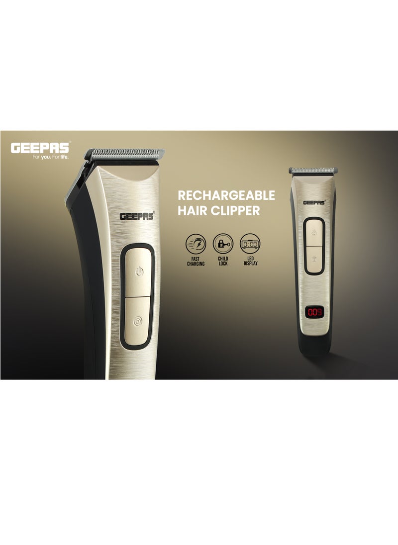 GEEPAS - Geepas Rechargeable Hair Clipper GTR1383, Cordless Hair and Beard Trimmer with High Capacity Battery, Includes 4 Comb Attachments, Brush and Oil, Precision Steel Blade for Constant Cutting, Black and - Image 1