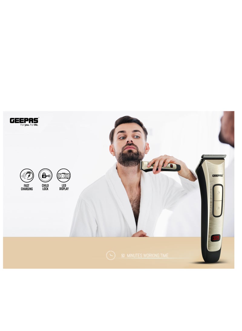 GEEPAS - Geepas Rechargeable Hair Clipper GTR1383, Cordless Hair and Beard Trimmer with High Capacity Battery, Includes 4 Comb Attachments, Brush and Oil, Precision Steel Blade for Constant Cutting, Black and - Image 1