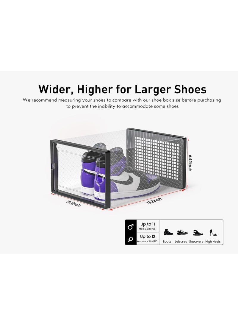 Large Shoe Storage Boxes Organizers Clear Plastic Stackable 12 Pack, Sneaker Containers, Toy Storage Organizer Bins , Closet, Under Bed, Black - Image 3