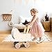 SPEEDY MONKEY Wooden Doll Stroller Pram Pretend Play Push Toy for Toddlers Kids Baby Doll Walker with Soft Bedding Durable RolePlay Stroller for Imaginative Play Nursery Decor - Image 4