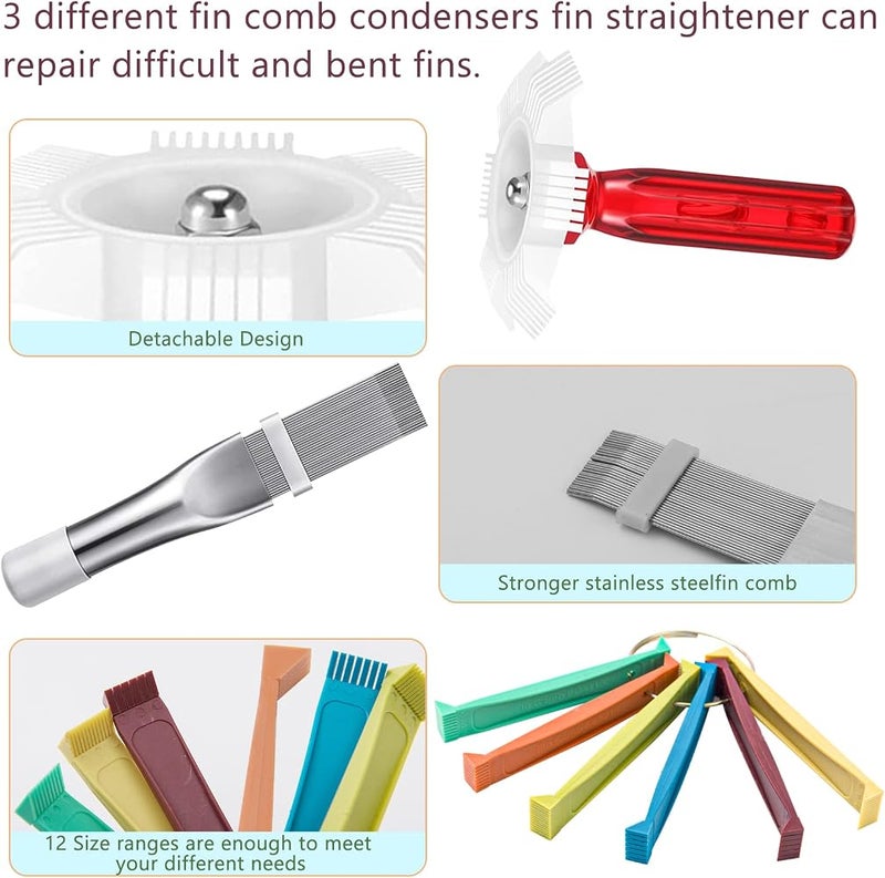 CANIPHA 5 Pcs Air Conditioner Fin Cleaner Set 3 Different Ac Fin Comb Condenser Fin Straightener,2 Different Brush Condenser Ac Coil Cleaner Air Refrigerator Fin Cleaner Evaporator Radiator Repair Clean Tool - Image 4
