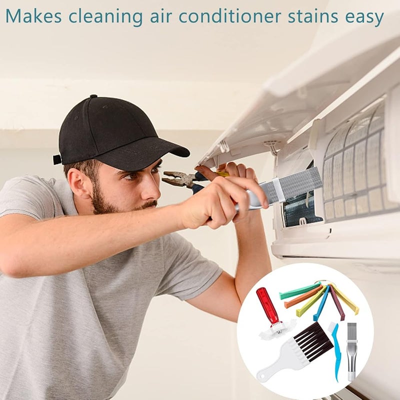 CANIPHA 5 Pcs Air Conditioner Fin Cleaner Set 3 Different Ac Fin Comb Condenser Fin Straightener,2 Different Brush Condenser Ac Coil Cleaner Air Refrigerator Fin Cleaner Evaporator Radiator Repair Clean Tool - Image 2