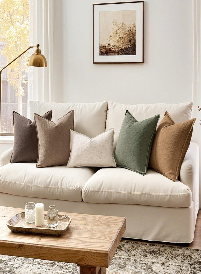 ANRODUO Pack of 2 Decorative Linen Pillow Covers Coco Brown Neutral Farmhouse Boho Soild Cushion Case Soft Accent Pillowcase for Couch Sofa Bedroom Living Room Home Decor 18 x 18 Inch - Image 4
