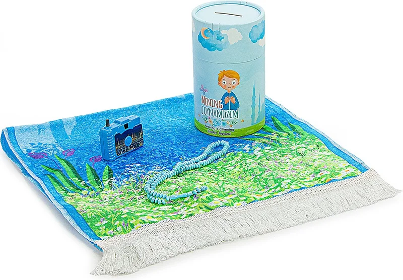 İhvan Online Uzbek My Prayer Rug with Money Box - Blue