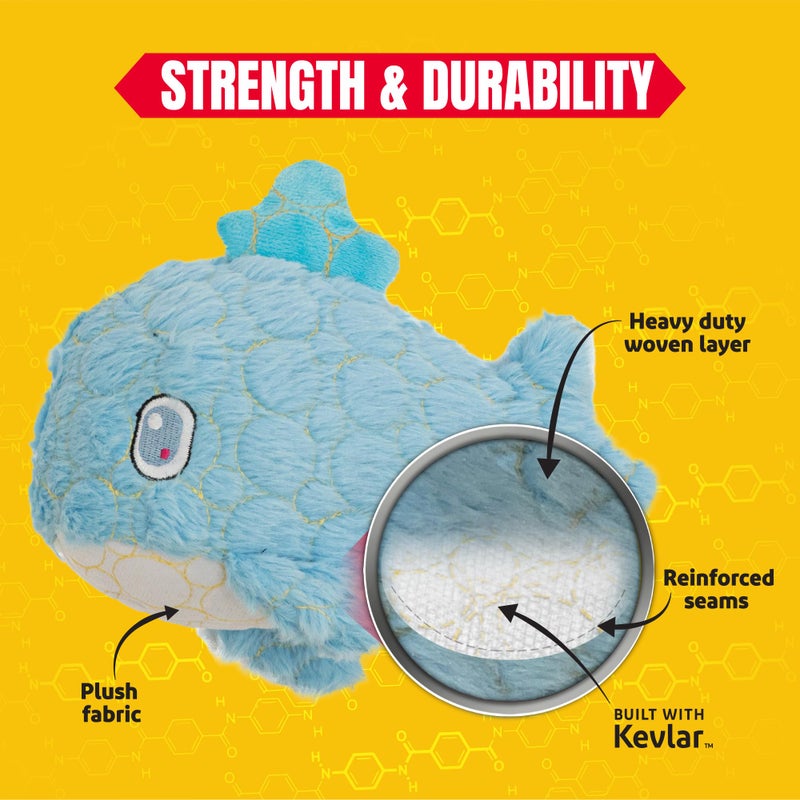 Bite Force - Durable & Strong Dog Toy Blue Whale with Squeaker, Kevlar-Reinforced Seams for Aggressive chewers- Blue. - Image 4