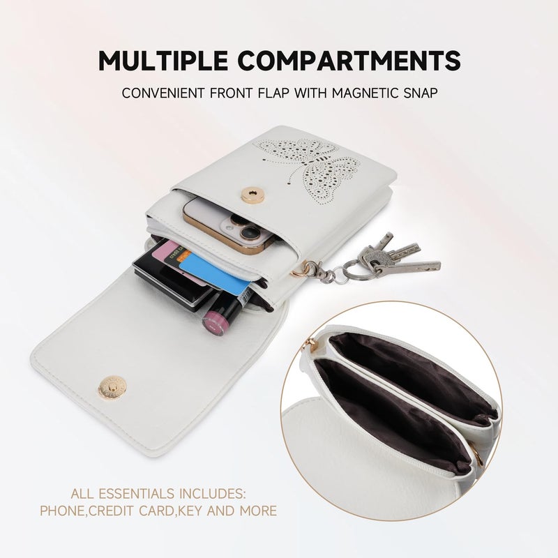 KITEVIUN Leather Small Crossbody Bags for Women Trendy Cell Phone Bag Wallet Purses Butterfly Design - Image 3