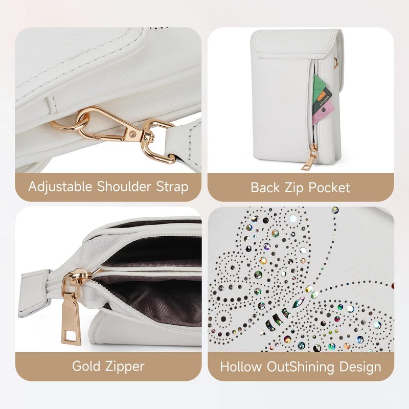 KITEVIUN Leather Small Crossbody Bags for Women Trendy Cell Phone Bag Wallet Purses Butterfly Design - Image 5