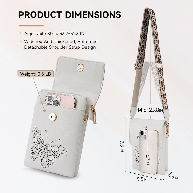 KITEVIUN Leather Small Crossbody Bags for Women Trendy Cell Phone Bag Wallet Purses Butterfly Design - Image 4