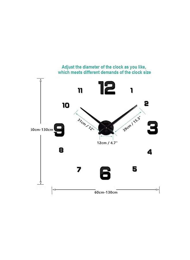 Raxoom 3D Wall Clock, Frameless DIY Large Wall Clock Stickers, Acrylic Sticker Wall Clock Modern Design Clock, DIY Wall Decoration - Image 3