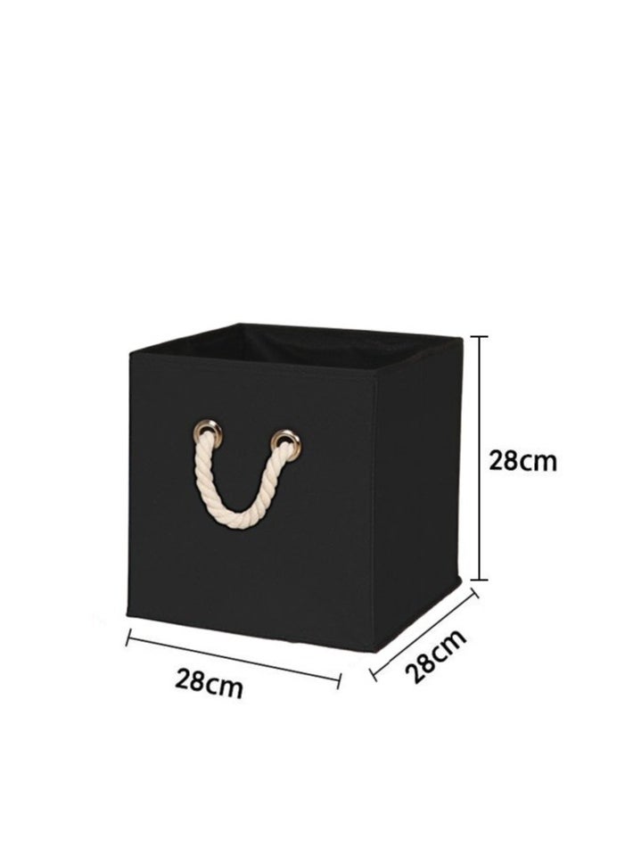 Hanayo 4 Pcs Storage Baskets with Handle Foldable Fabric Cube Organizer Box for Organizing Closet Clothes and Toys (Black)  - Image 2
