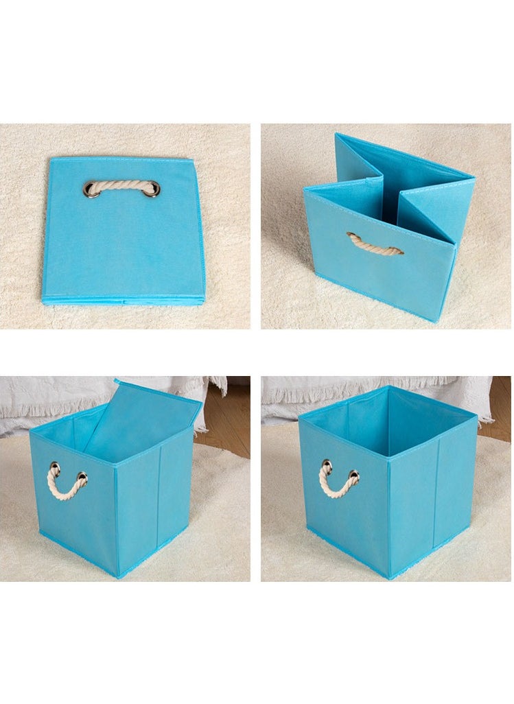 4 Pcs Storage Baskets with Handle Foldable Fabric Cube Organizer Box for Organizing Closet Clothes and Toys (Black)