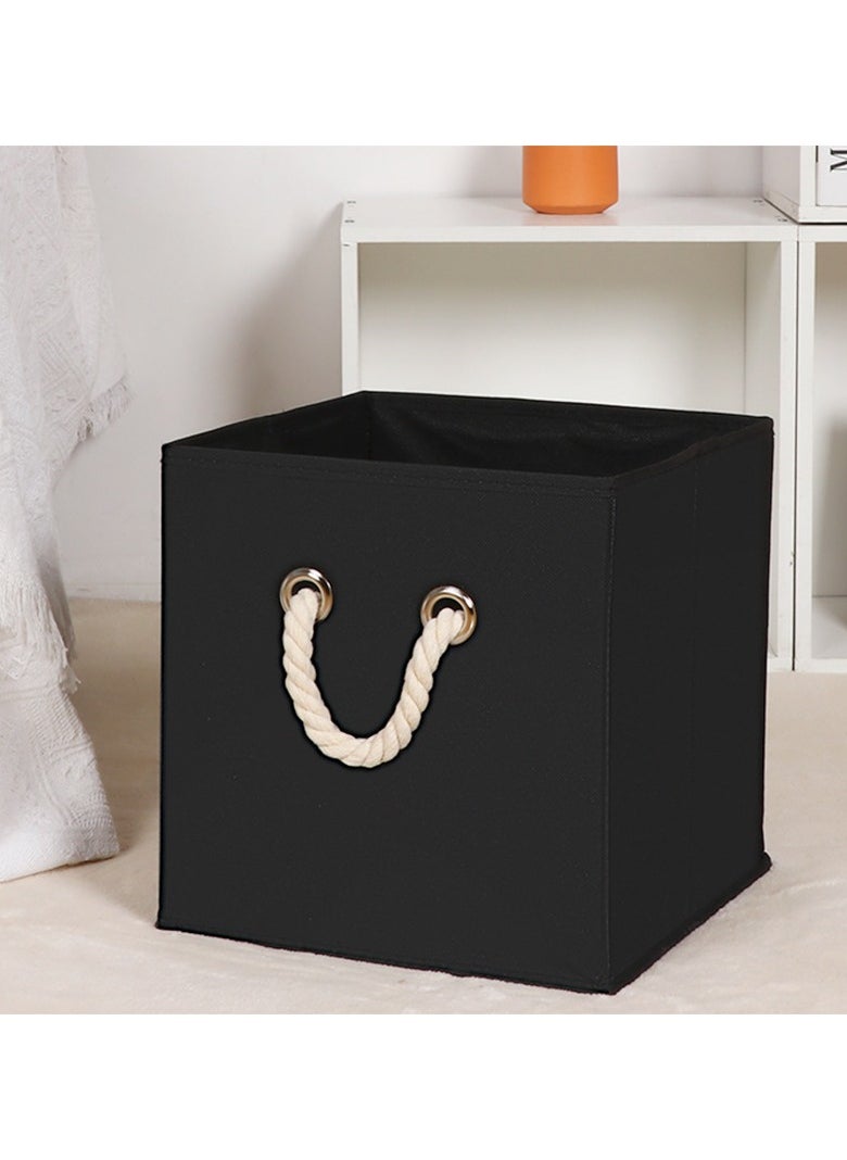 Hanayo 4 Pcs Storage Baskets with Handle Foldable Fabric Cube Organizer Box for Organizing Closet Clothes and Toys (Black)  - Image 5