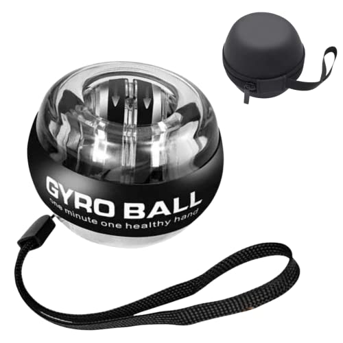 The Autostory Gyro Ball Wrist Strengthener – Auto Start Forearm Exerciser with Ergonomic Grip – Hand, Finger, Arm Workout for Fitness, Sports, Musicians & Rehab (Bag, Platinum Core, Lights, Black) - Image 1