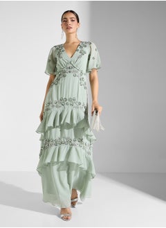 Maya Floral V-Neck Tiered Maxi Dress  - Image 4