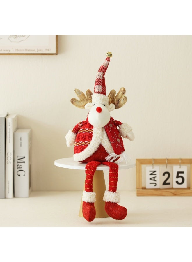 دمية إلك عيد الميلاد المحشوة ذات الأرجل الطويلة - دمية عيد الميلاد المحشوة للزينة المنزلية في فصل الشتاء - Image 1