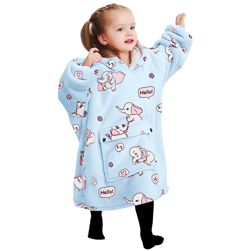 KFUBUO KFUBUO Wearable Blanket Hoodie for Kids Toddlers Sherpa Blanket Sweatshirt With Pocket Cute Hoodies 26 Year Old Girl Boy Birthday Gifts Elephant