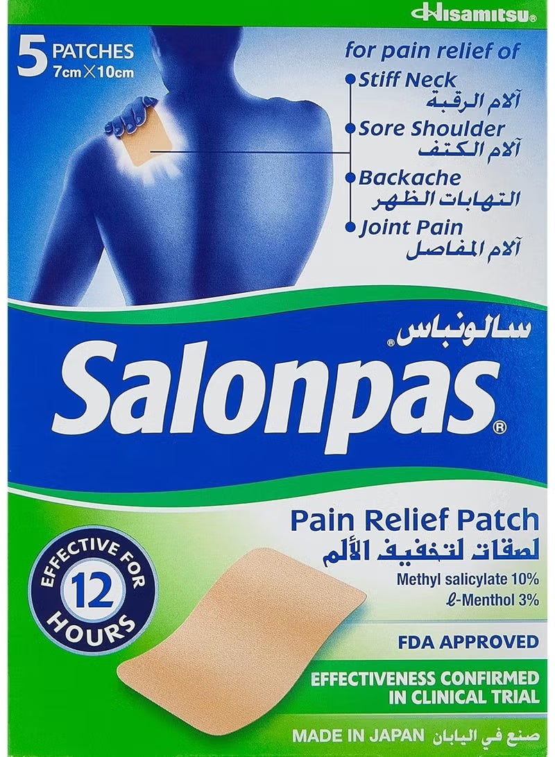 Salonpas Pain Relief Ultra Thin Patch - 5 Pieces 12 hours relief - Image 1