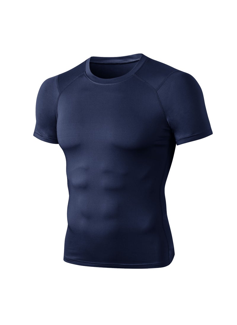 Loquat Men Quick Dry Breathable Elastic T-Shirt Dark Blue  - Image 1