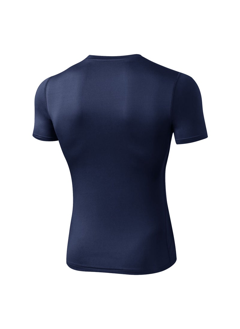 Loquat Men Quick Dry Breathable Elastic T-Shirt Dark Blue  - Image 2