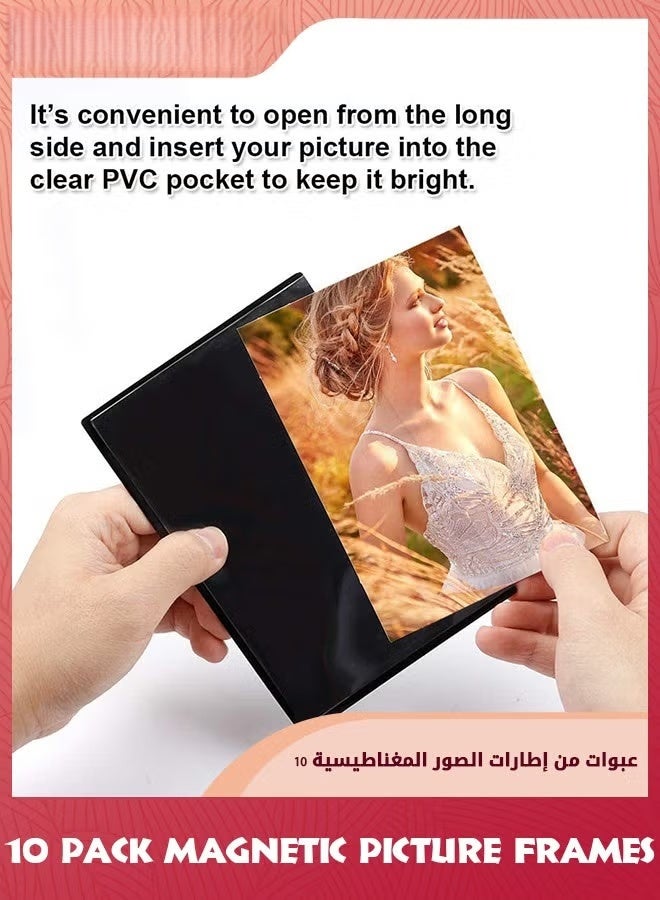 EETU 10PCS Black Magnetic Picture Frame,4.5X6.5inch(115mmx165mm) For Refrigerator,Photo Magnets Sleeves,Black - Image 5