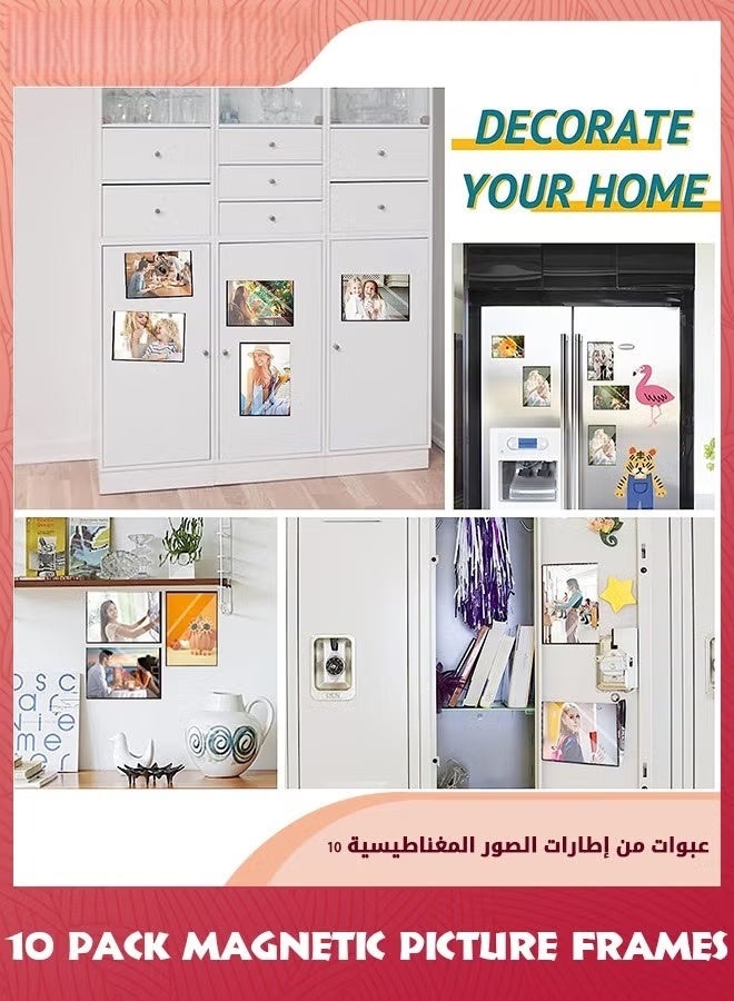 EETU 10PCS Black Magnetic Picture Frame,4.5X6.5inch(115mmx165mm) For Refrigerator,Photo Magnets Sleeves,Black - Image 4