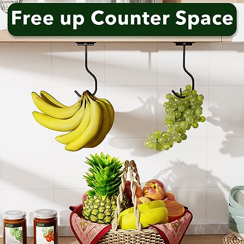 bussdis 2-Pack Self Adhesive Banana Hook, Metal Banana Hanger Hook,Under Cabinet Hook for Bananas Or Other Kitchen Items, Foldable Banana Hook, Folds Up with Magnets When Not in Use, Keep Bananas Fresh - Image 5